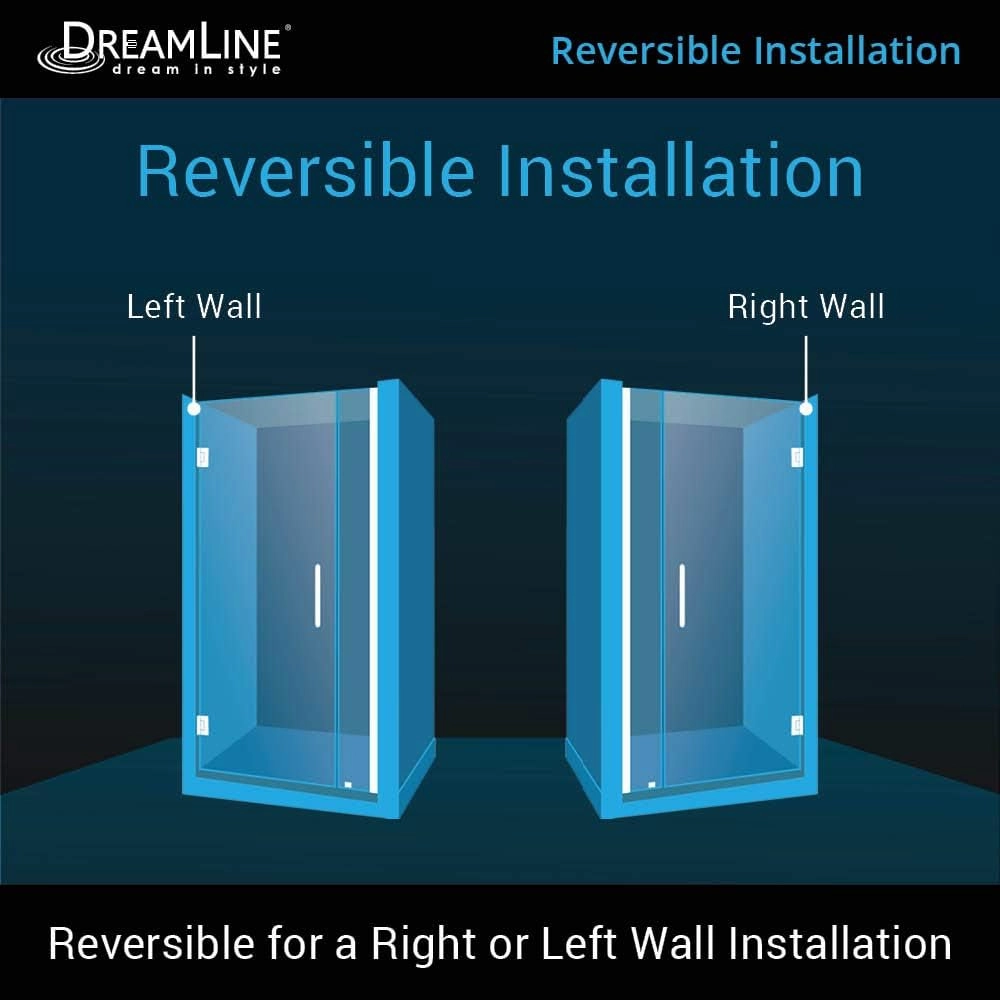 DreamLine Unidoor 35-36 in. W x 72 in. H Frameless Hinged Shower Door in Satin Black, SHDR-20357210-09