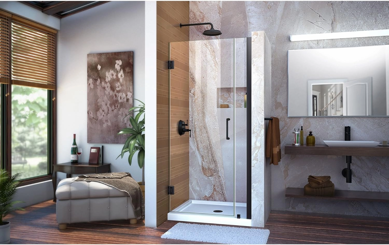 DreamLine Unidoor 35-36 in. W x 72 in. H Frameless Hinged Shower Door in Satin Black, SHDR-20357210-09