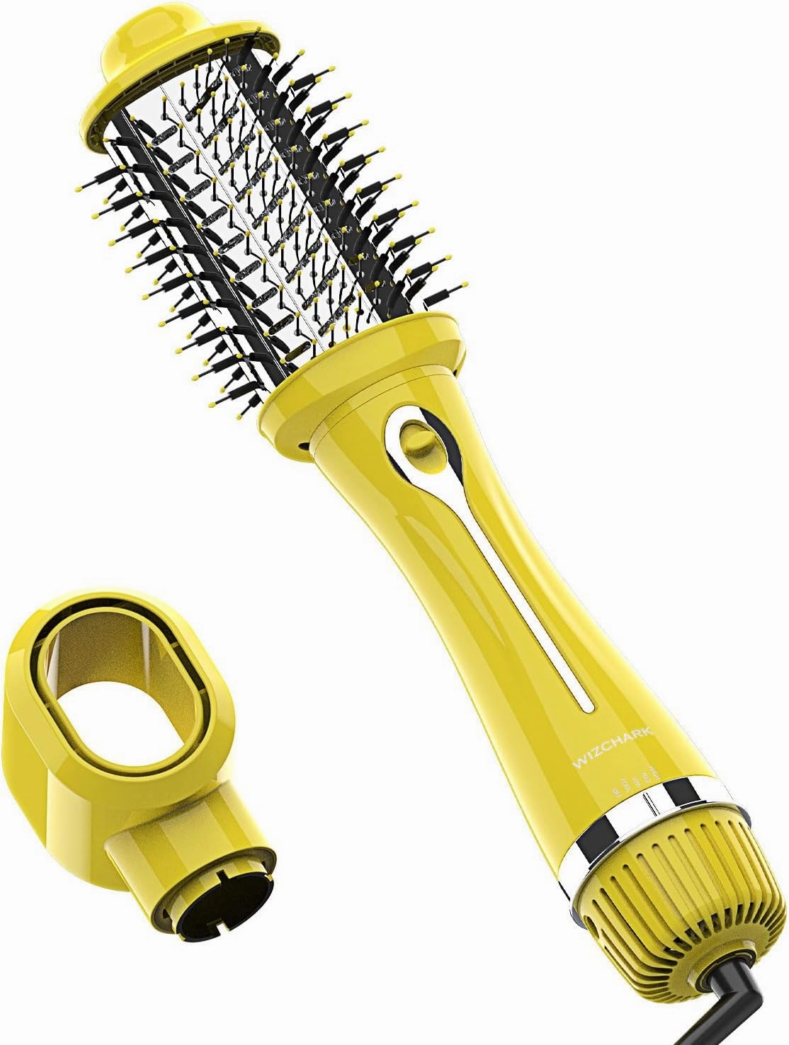 Dual Voltage WIZCHARK Hot Air Brush Volumizer & Ionic Blow Dryer Brush for Straight & Curling Hair, Oval Blowout Brush for Salon & Travel, 110V-240V