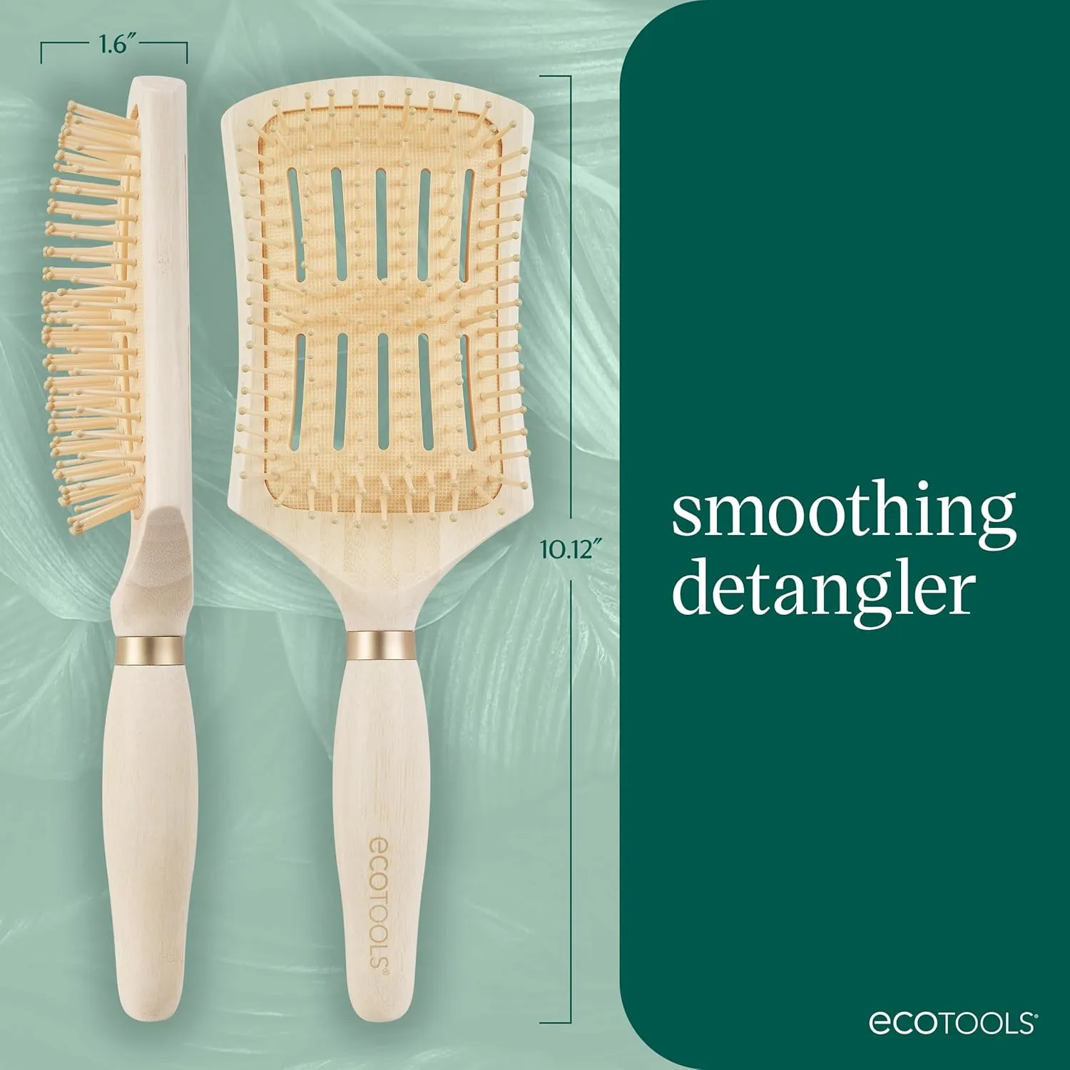 EcoTools Smoothing Detangler Hairbrush, Brush For Wet Or Dry Hair, Pain-Free Detangling, Style & Smooth Hair, Heat Resistant Brush, Renewable Bamboo & Flexible Bristles, Vegan & Cruelty-Free, 1 Count