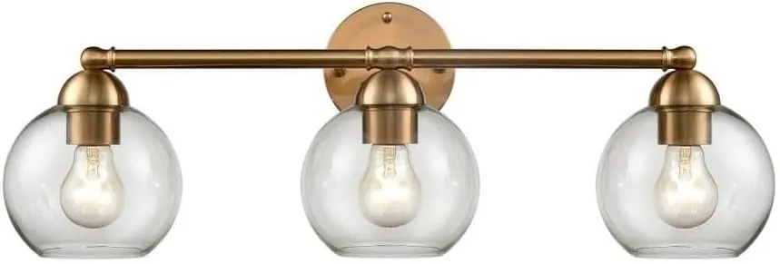 Elk Home Astoria Vanity Light - 3-Light in Satin Gold Finish, with Clear Glass, Transitional Style