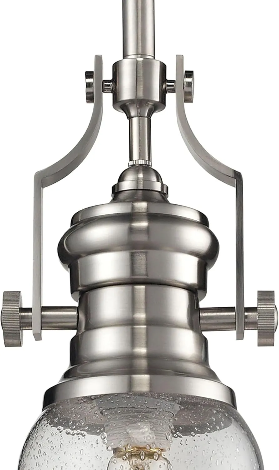 Elk Home Chadwick Mini Pendant - 1-Light in Satin Nickel Finish, with Clear Seeded Glass, Transitional Style