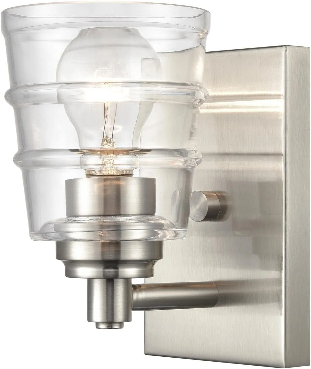 Elk Home Pulsate Vanity Light - 1-Light in Satin Nickel Finish, with Clear Glass, Transitional Style