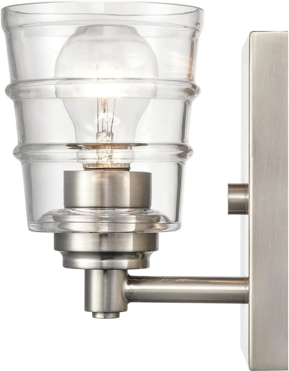 Elk Home Pulsate Vanity Light - 1-Light in Satin Nickel Finish, with Clear Glass, Transitional Style