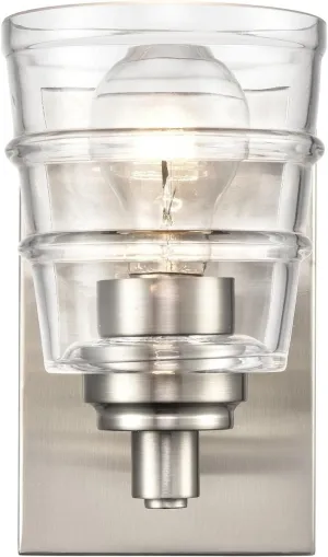 Elk Home Pulsate Vanity Light - 1-Light in Satin Nickel Finish, with Clear Glass, Transitional Style