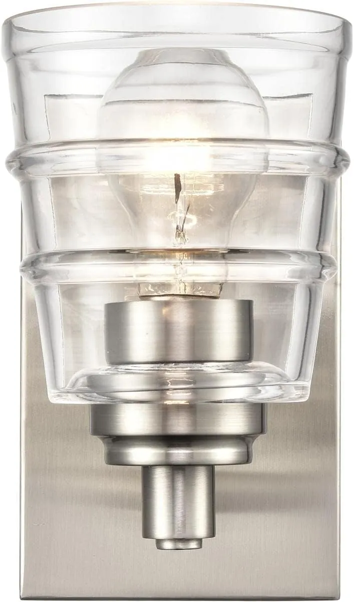 Elk Home Pulsate Vanity Light - 1-Light in Satin Nickel Finish, with Clear Glass, Transitional Style
