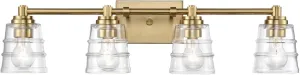 Elk Home Pulsate Vanity Light - 4-Light in Satin Brass Finish, with Clear Glass, Transitional Style