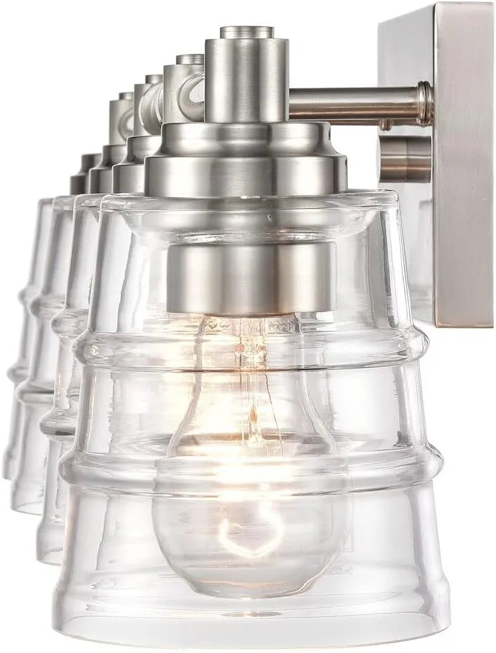 Elk Home Pulsate Vanity Light - 4-Light in Satin Nickel Finish, with Clear Glass, Transitional Style