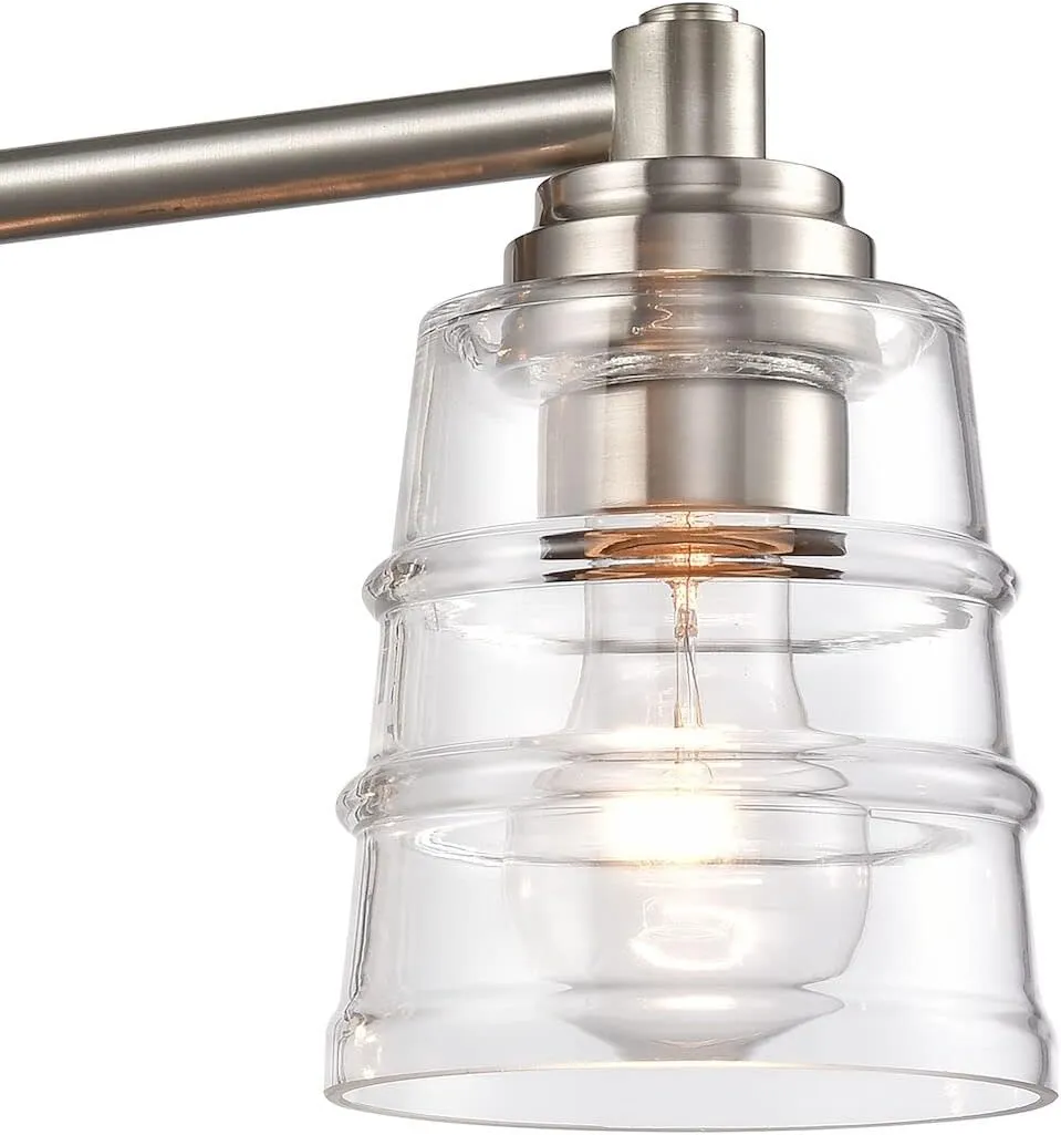 Elk Home Pulsate Vanity Light - 4-Light in Satin Nickel Finish, with Clear Glass, Transitional Style