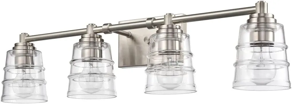 Elk Home Pulsate Vanity Light - 4-Light in Satin Nickel Finish, with Clear Glass, Transitional Style