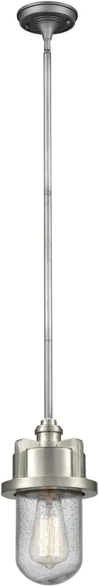 ELK Lighting 16501/1 Pendant Light, Weathered Zinc, Satin Nickel