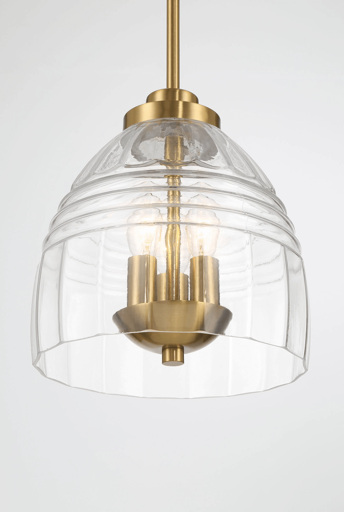 Ember Three Candle Lights Chain Pendant With Clear Glass - Satin Brass