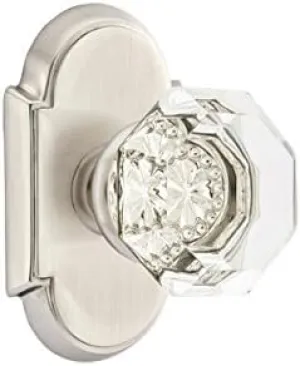 EMTEK #8 Rosette Passage Set with Old Town Clear Knob - Available in 10 Finishes - 8108OTUS15 - Satin Nickel (US15)