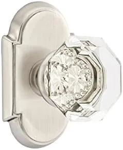 EMTEK #8 Rosette Privacy Set with Old Town Clear Knob - Available in 10 Finishes - 8208OTUS15 - Satin Nickel (US15)