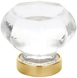 Emtek 86011US4 Old Town Clear 1-1/4" Cabinet Knob Satin Brass Finish