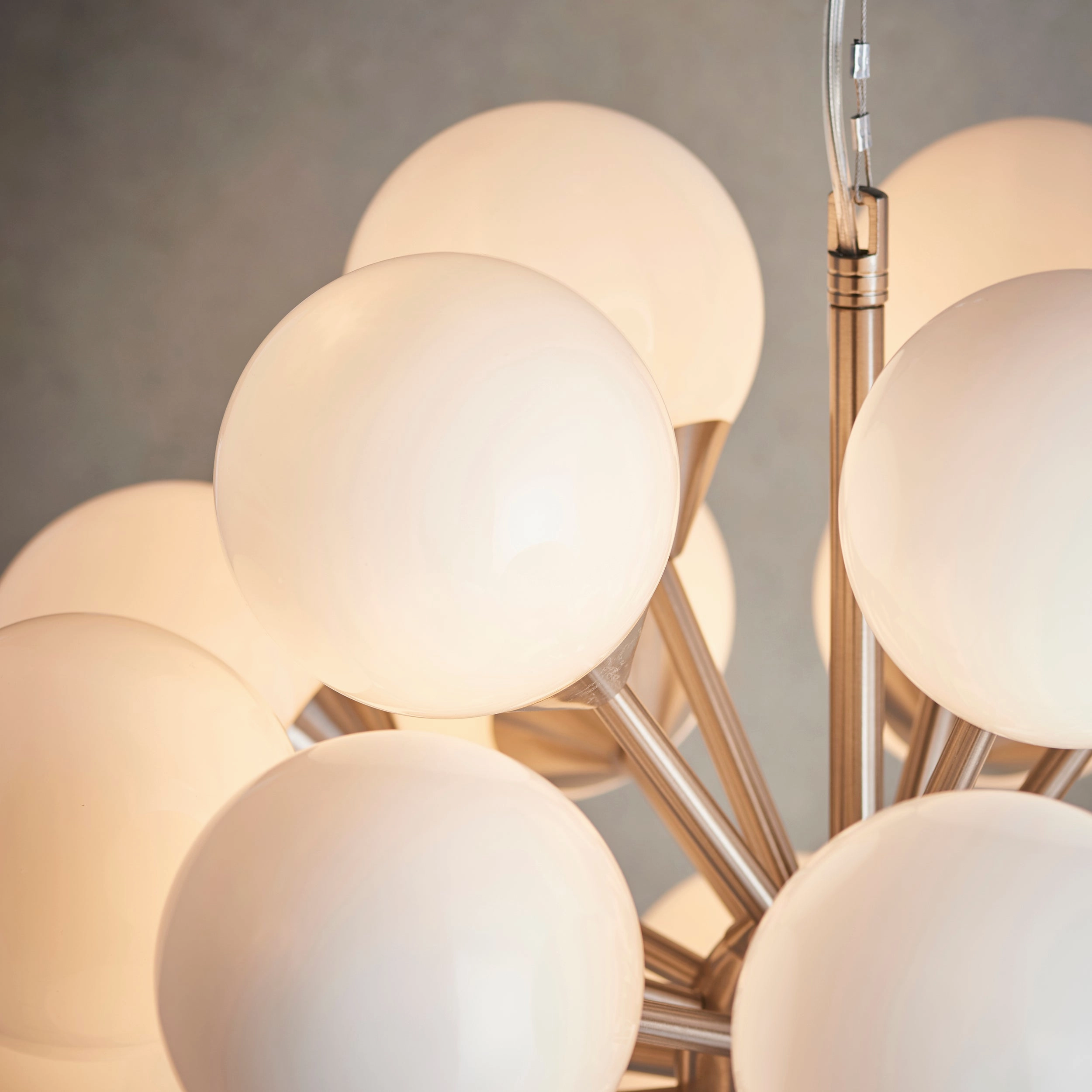 Endon 77587 Oscar 28lt Pendant Satin nickel plate & gloss white glass 28 x 18W G9 clear capsule (Required)