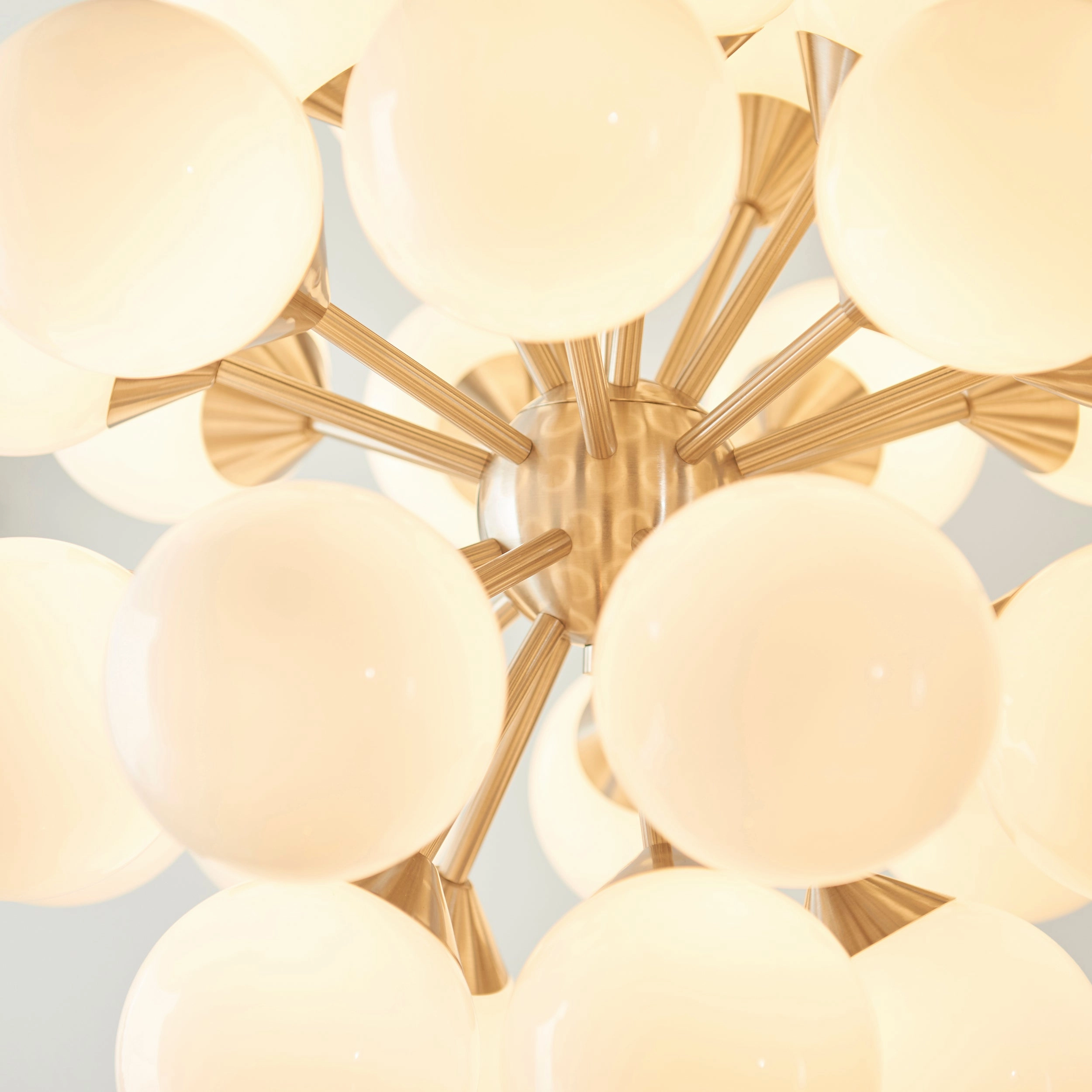 Endon 77587 Oscar 28lt Pendant Satin nickel plate & gloss white glass 28 x 18W G9 clear capsule (Required)
