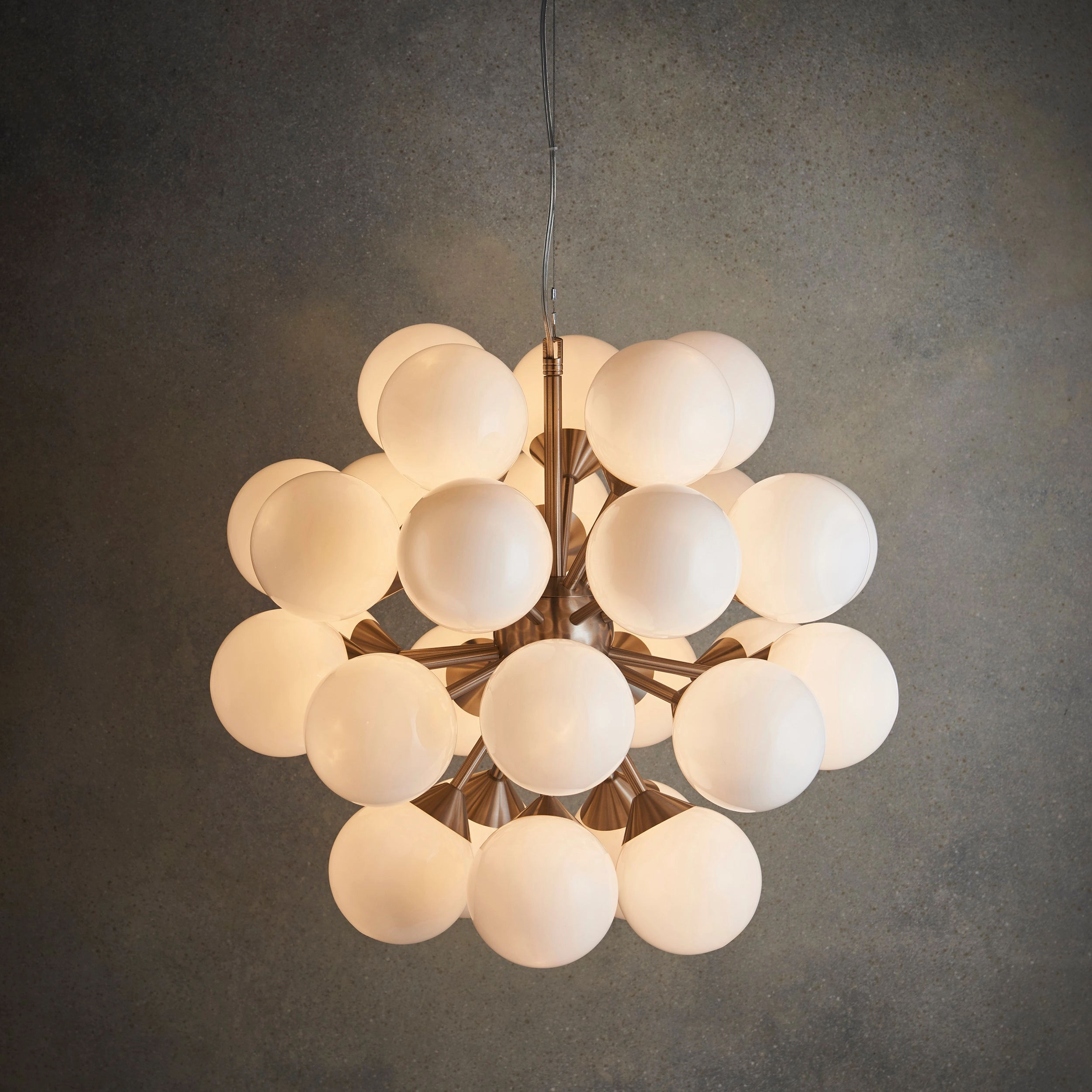 Endon 77587 Oscar 28lt Pendant Satin nickel plate & gloss white glass 28 x 18W G9 clear capsule (Required)