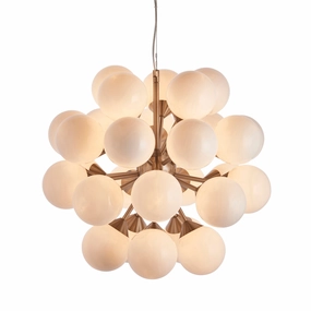 Endon 77587 Oscar 28lt Pendant Satin nickel plate & gloss white glass 28 x 18W G9 clear capsule (Required)