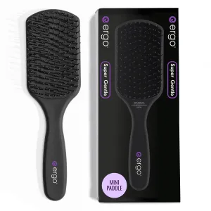 Ergo Super Gentle Mini Paddle Brush for Blow Drying - Hair Brushes for Women with Thick or Thin Hair - Dual Hairbrush for Women - Detangler Hair Brush - Gently Detangles Curly or Wet Hair - ERG750