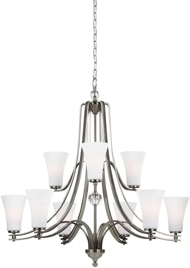 Feiss F3076/9SN Nine Light Evington F3076/9 Chandelier, 9, Satin Nickel
