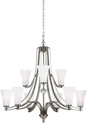 Feiss F3076/9SN Nine Light Evington F3076/9 Chandelier, 9, Satin Nickel
