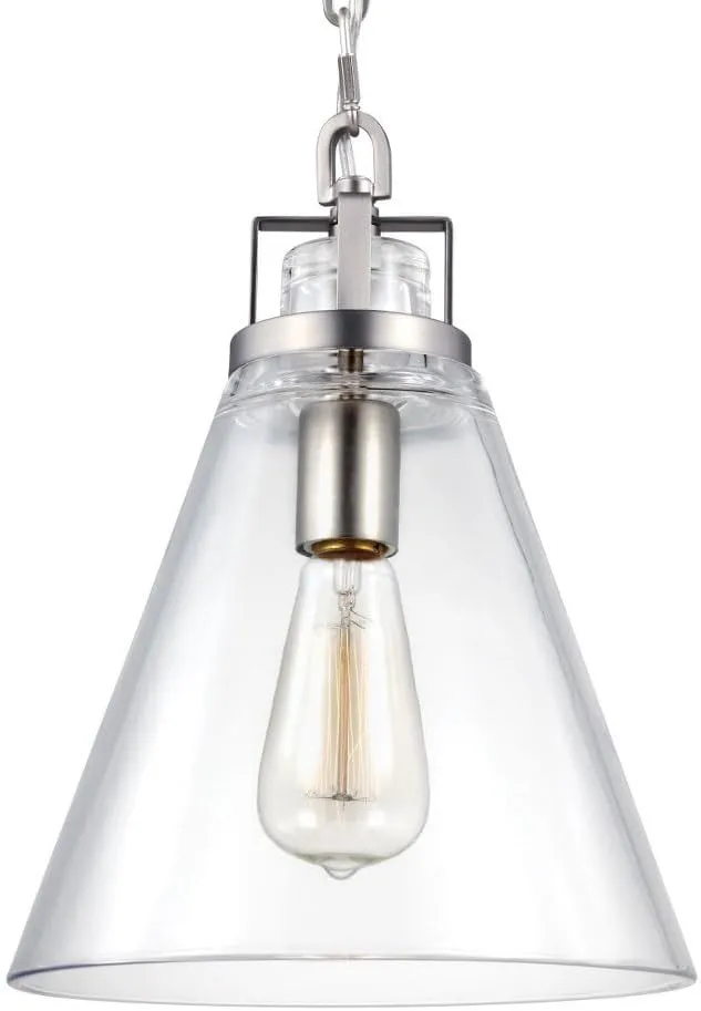 Feiss Generation Lighting-Sean Lavin-Pendant 1 Light in Modern Style-10 Inch Wide by 13.25 Inch Tall-Satin Nickel Finish -Traditional