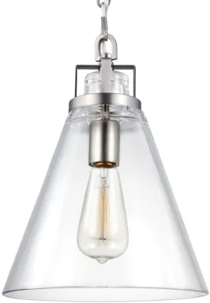 Feiss Generation Lighting-Sean Lavin-Pendant 1 Light in Modern Style-10 Inch Wide by 13.25 Inch Tall-Satin Nickel Finish -Traditional