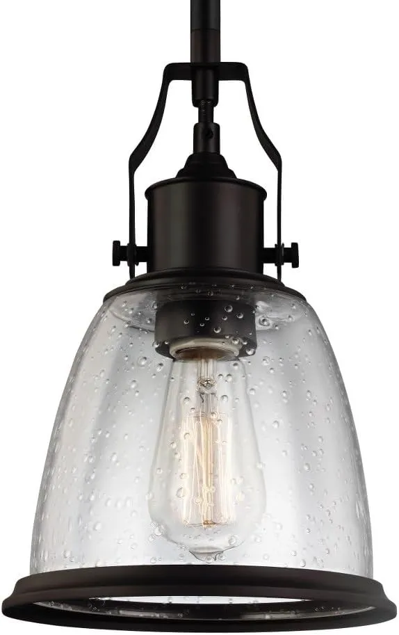 Feiss P1354ORB Hobson Glass Pendant Lighting, Bronze, 1-Light (8"Dia x 12"H) 75watts