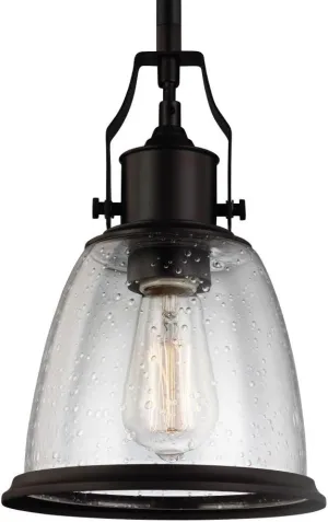 Feiss P1354ORB Hobson Glass Pendant Lighting, Bronze, 1-Light (8"Dia x 12"H) 75watts