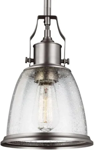Feiss P1354SN Hobson Glass Pendant Lighting, Satin Nickel, 1-Light (8"Dia x 12"H) 75watts