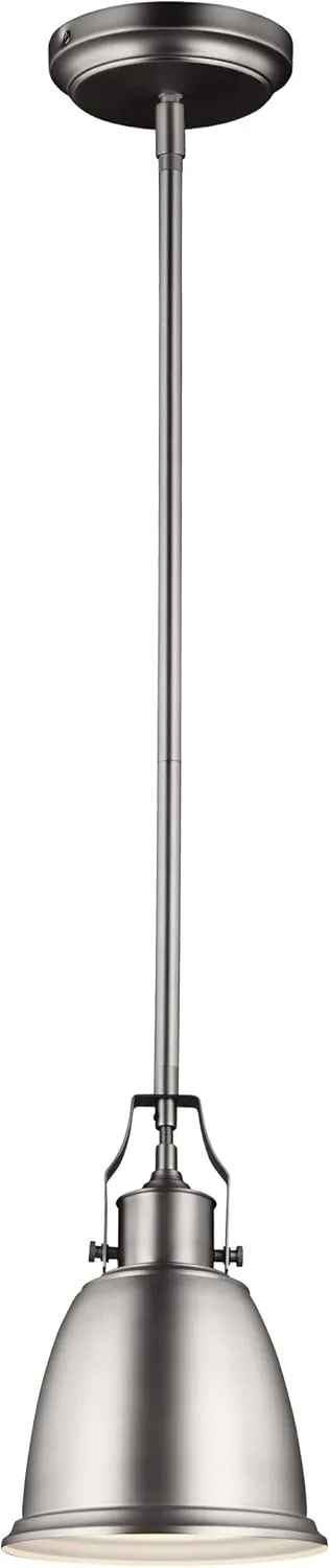Feiss P1357SN Hobson Pendant Lighting, Satin Nickel, 1-Light (8"Dia x 12"H) 75watts
