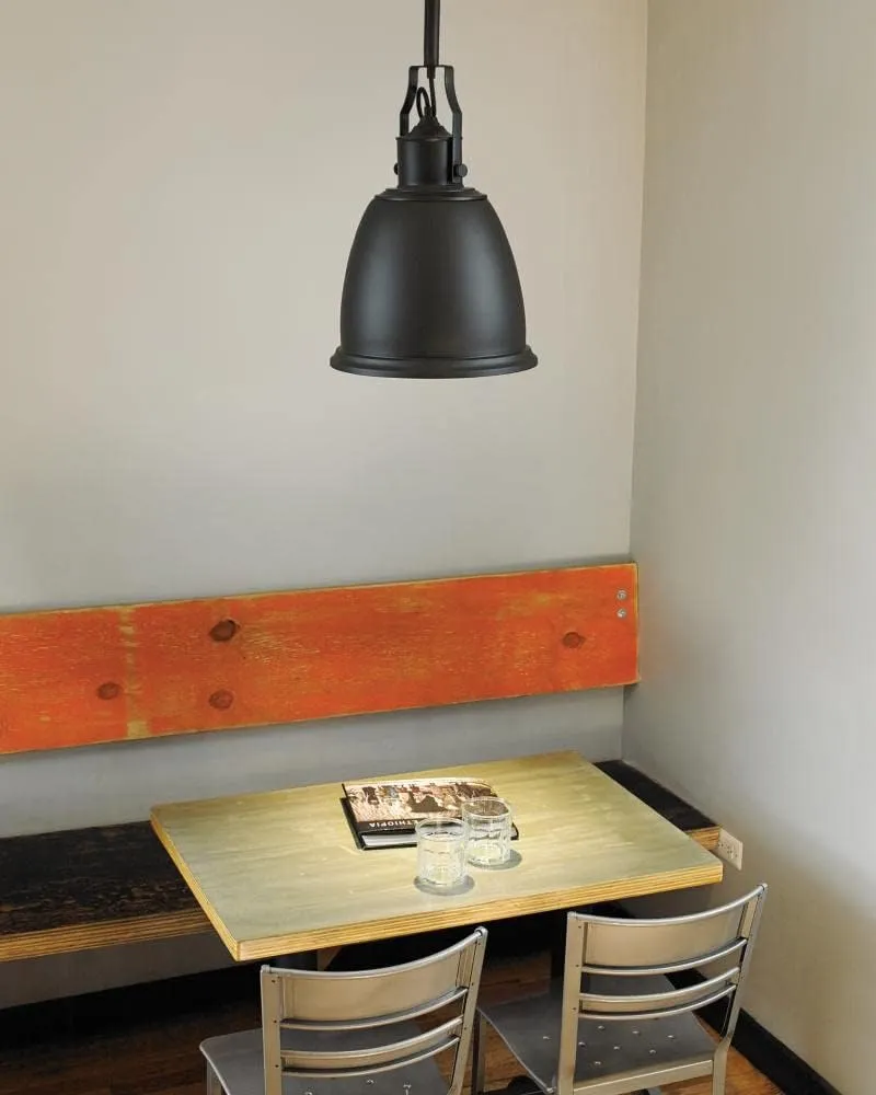 Feiss P1357SN Hobson Pendant Lighting, Satin Nickel, 1-Light (8"Dia x 12"H) 75watts