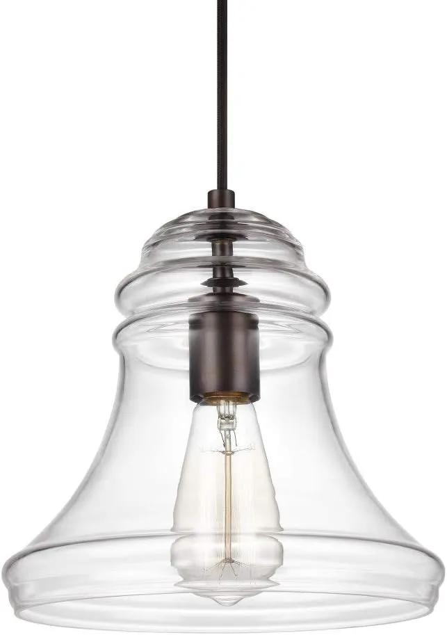 Feiss P1440ORB Doyle Glass Pendant Lighting, 1-Light, 75 Watt, Bronze (10" Dia x 10" H)