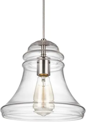 Feiss P1440SN Doyle Glass Pendant Lighting, Satin Nickel, 1-Light (10" Dia x 10" H) 75watts