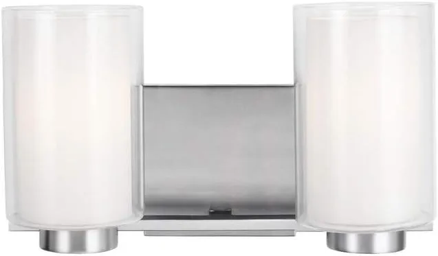 Feiss VS22602SN Lighting-Bergin-2 Light Transitional Bath Vanity Approved for Damp Locations in Transitional Style-13.5 Inch Wide by 7.63 Inch High, Finish Color: Satin Nickel