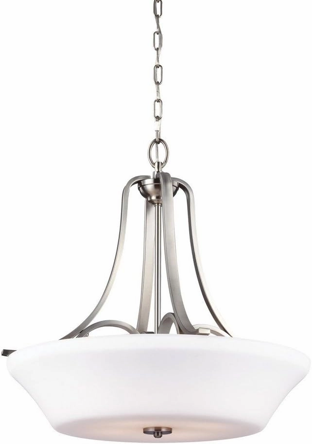 Feiss F3067/4SN Hamlet Glass Multi Light Pendant, Satin Nickel, 4-Light (23"Dia x 23"H) 300watts