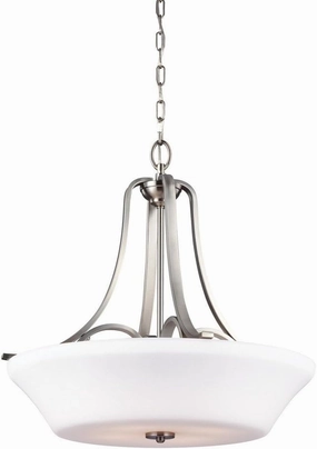 Feiss F3067/4SN Hamlet Glass Multi Light Pendant, Satin Nickel, 4-Light (23"Dia x 23"H) 300watts