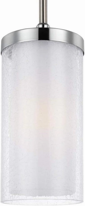 Feiss P1334SN/CH Jonah Glass Pendant Lighting, Satin Nickel, 1-Light (6" Dia x 9" H) 75watts
