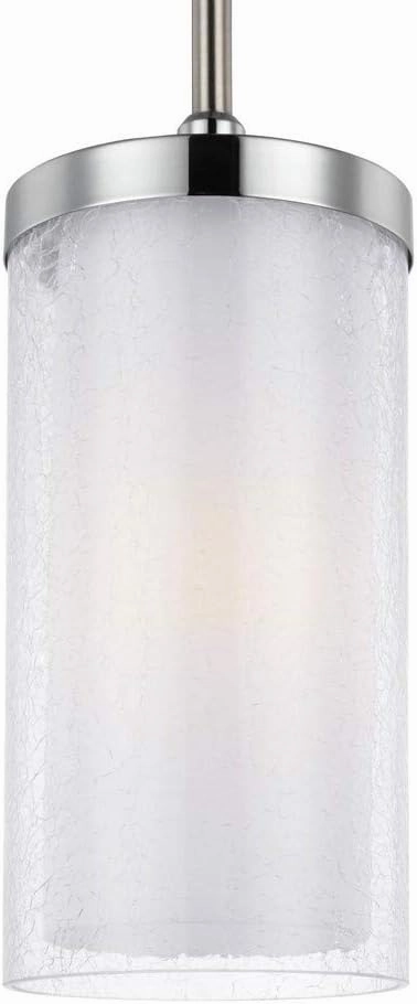Feiss P1334SN/CH Jonah Glass Pendant Lighting, Satin Nickel, 1-Light (6" Dia x 9" H) 75watts