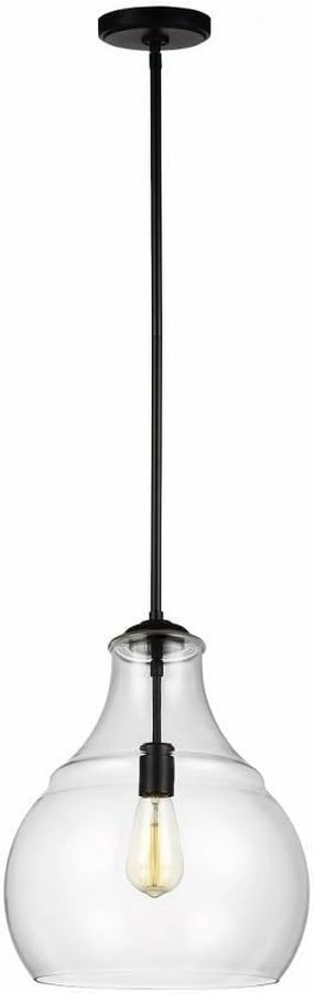 Feiss P1483ORB Zola Round Glass Pendant Lighting, 1-Light, 60 Watts, Bronze (13" Dia x 17" H)