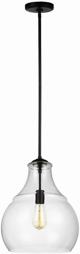 Feiss P1483ORB Zola Round Glass Pendant Lighting, 1-Light, 60 Watts, Bronze (13" Dia x 17" H)