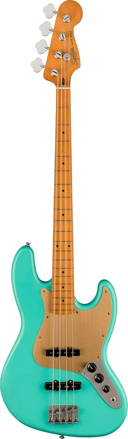 Fender Squier 40th Anniversary Jazz Bass Vintage Edition, Satin Sea Foam Green, Maple Fingerboard