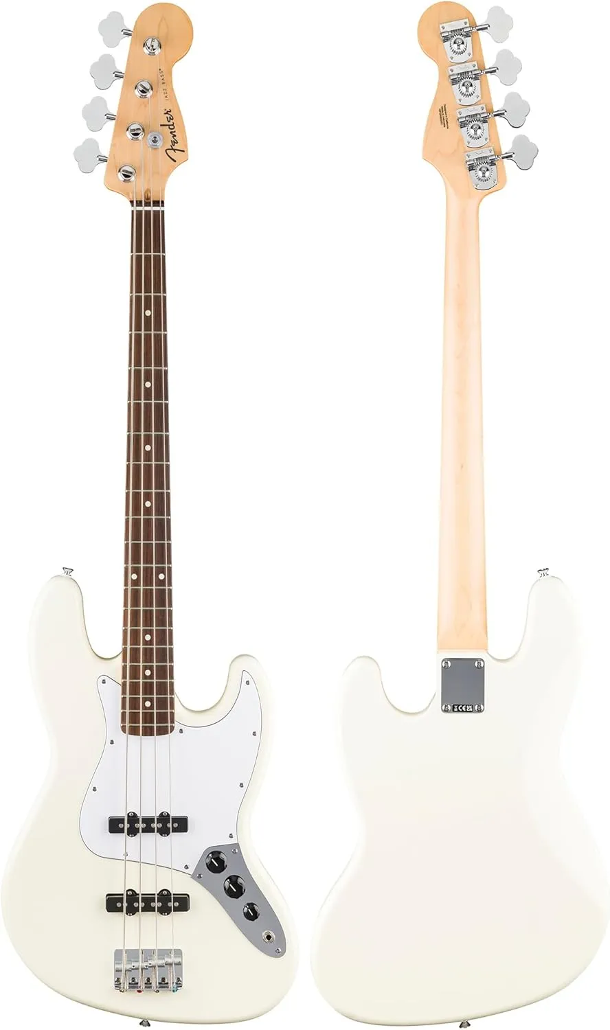 Fender Standard Jazz Bass - Olympic White Bundle with Strap, Guitar Cleaning Kit and Austin Bazaar Instructional Video