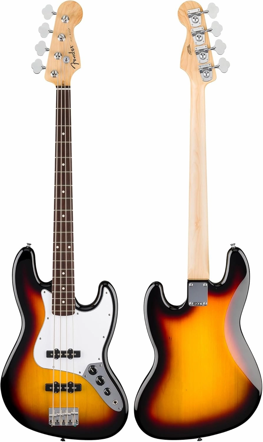 Fender Standard Jazz Bass - 3-Color Sunburst Bundle with Strap, Guitar Cleaning Kit and Austin Bazaar Instructional Video