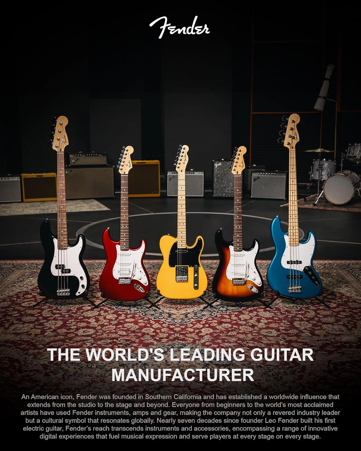 Fender Standard Stratocaster - Red Bundle with Strap, Guitar Cleaning Kit and Austin Bazaar Instructional Video