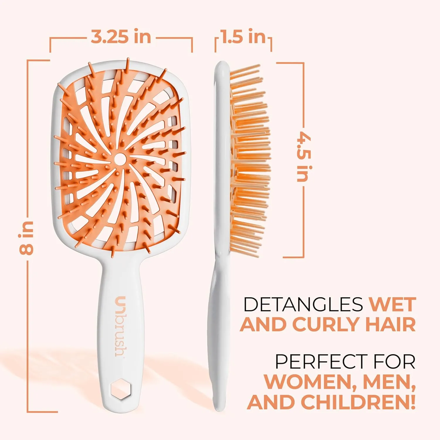FHI Heat UNbrush Plus — Curly Hair Brush for Gentle & Effective Detangling on Wet or Dry Fragile Hair Types — Detangler Brush w/ 84 UltraFlex Bristles, Ultra-light, Vented, Anti Static Hairbrush