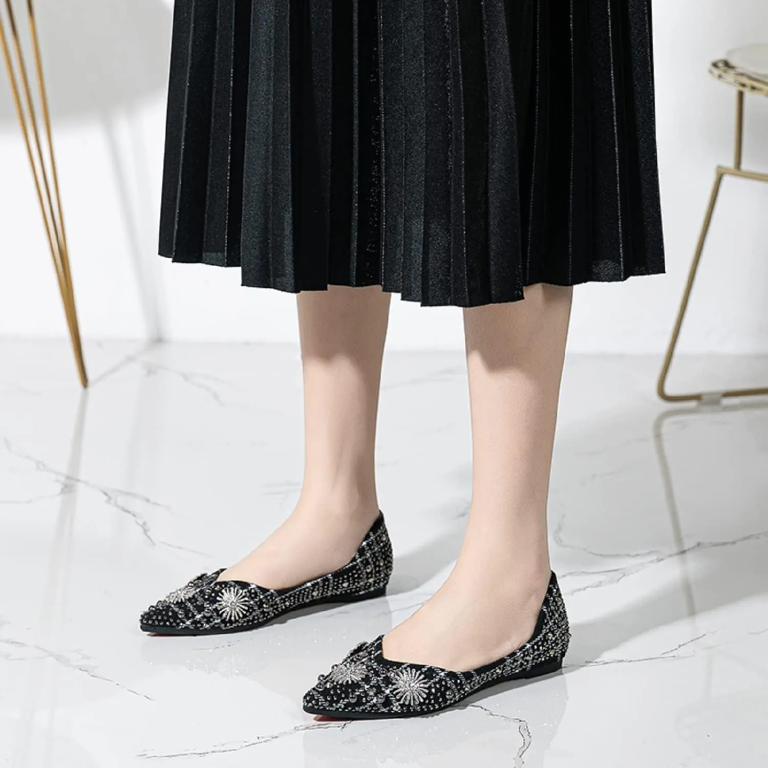 Flats for Women Pointed Toe Fashion Wedding Shoes Work Casual Slip-On Dress Shoes Women Comfortable Dressy Flat