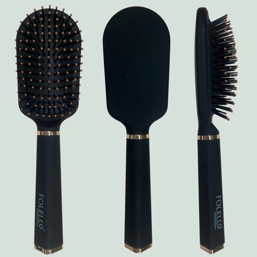 FOLELLO Combo Pack of Hair Brush for Men/Women with 1 Paddle Hair Brush, 1 Hair Styling Brush & 1 Round Paddle Hair Brush | Hair Styling Brush for Blow Drying & Detangling (Set of 3)