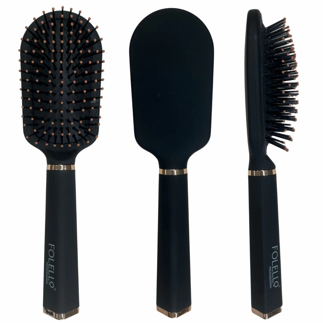 FOLELLO Combo Pack of Stylish Hair Brushes for Men & Women & Hair Detangling Comb | Perfect Brush for Detangling, Smoothening with Flexible Bristles | Lightweight & Easy to Clean (Set of 2)